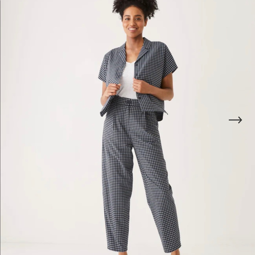 Frank and Oak Amelia Balloon pant in navy gingham